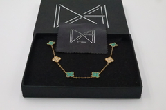 Collar tipo Van Cleef de 10 tréboles de 13 mm en acero inoxidable 316L 47 cm. - Dastoremx