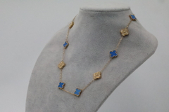 Collar tipo Van Cleef de 10 tréboles de 13 mm en acero inoxidable 316L 47 cm.