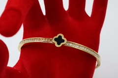 Imagen de Brazalete tipo Van Cleef en acero inoxidable 316L de 1 trébol.