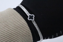 Brazalete tipo Van Cleef en acero inoxidable 316L de 1 trébol. - Dastoremx