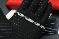 Pulsera Cubana Miami en Plata .925 bañada en Rodio con Incrustaciones se Moissanita D corte VVS1 Certificada 0.0015 ct por gema. en internet