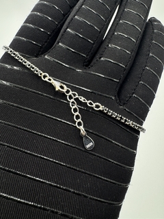 Pulsera tenis con zirconias negras/azul en plata .925 nacional. - comprar en línea