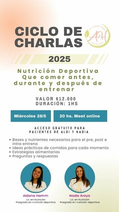 CHARLA NUTRICION DEPORTIVA: QUE COMER ANTES, DURANTE Y DESPUES DEL ENTRENAMIENTO Y COMPETENCIA