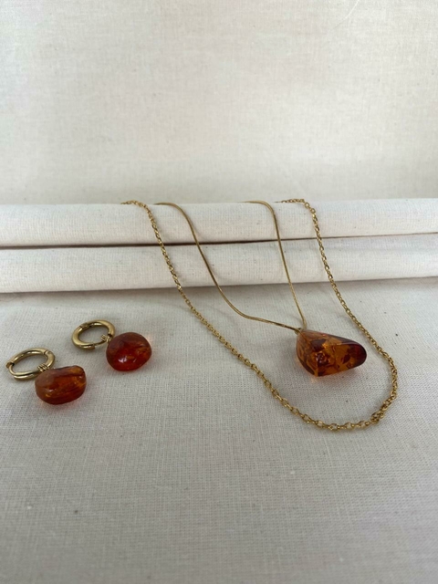 Ambar Báltico, Conjunto de Colar e Brincos.