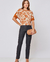 Blusa em viscose floral c/ costas malha lisa - Allú