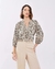 Bata em crepe estampa animal print c/ dec v e mg plisssada - comprar online