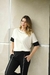 Conjunto bicolor em malha viscolycra c/ pespontos overlock