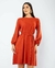 Vestido tubo em suede c/ mg comprida levemente bufante e faixa - comprar online