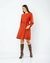 Vestido tubo em suede c/ mg comprida levemente bufante e faixa - Allú