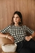 Blusa em malha viscolycra xadrez c/ mg curta na internet
