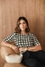 Blusa em malha viscolycra xadrez c/ mg curta - Allú
