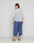 Blusa decote v listrada c/ bordado e mg 3/4 - loja online