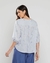 Blusa decote v listrada c/ bordado e mg 3/4 - Allú