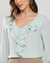Blusa decote v em crepe c/babado frente e mg 7/8 - Allú
