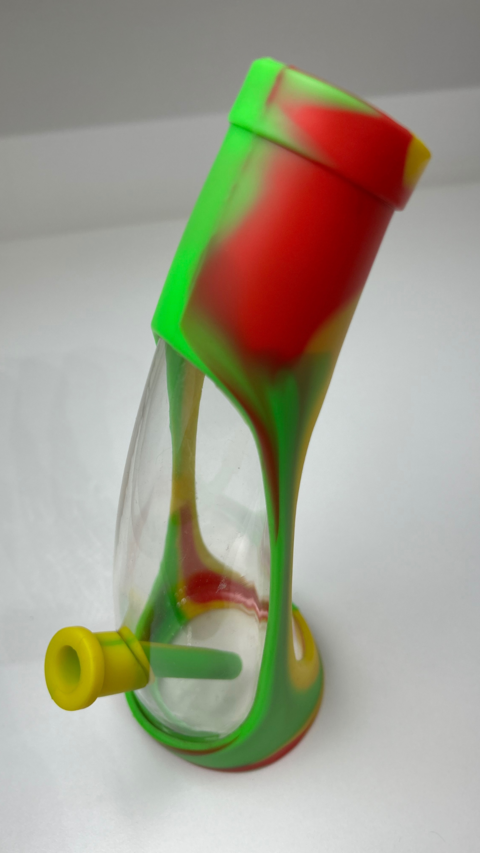 BONG DE VIDRO COM SILICONE 25CM