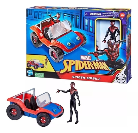 Marvel Spider-Man - Spider-Mobile - Vehículo de 15 cm con Figura de Miles Morales -