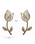1 par de aretes de tachuela de moda simple tulipán en forma de flor - ósea