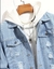 1 peça Jaqueta de denim casual para homem, estilo de rua desgastado, jaqueta de denim unissex - Shop Model