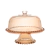 Prato para Bolo de Cristal com Pé e Tampa Pearl Âmbar Metalizado 31cm x 25cm - Wolff
