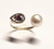 Anel ouro perola pedra gota bril - comprar online
