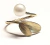 Anel ouro aberto perola folhas - comprar online