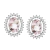 Brincos de ouro branco 18k oval com diamantes e pedras morganita