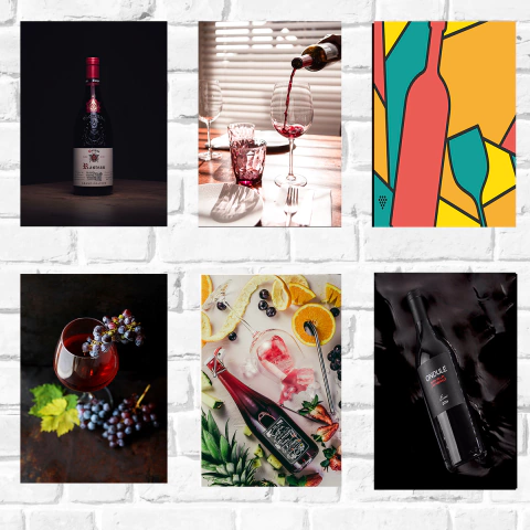 Placas decorativas Quadros - Bebidas - Vinho - MDF 28,7 x 20cm 3mm (51-79)