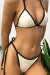 Imagem do Top Cortininha Fixo e Calcinha Lacinho Bumbum Fio Duplo OFF WHITE com LUREX