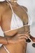 Top cortininha marquinha + Cal regulagem marquinha Bejoy Lurex Branco - BeJoy Beach