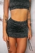 Top Cropped + Saia drapeada Bejoy Lurex Preto - BeJoy Beach