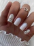 Uñas Autoadhesivas Press On - Blanco y Plata