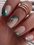 Uñas Autoadhesivas Press On - Nude Verde Dorado