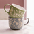 TAZA 400ML ELABORADA DE GRES VERDE CON DISENO DE TULIPAN Y FOLLAJE - Tendence