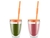 JUEGO 2 VASOS PAVINA TO GO CON TAPA Y POPOTE DE SILICONA DURAZNO 300ML. - Tendence