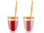 JUEGO 2 VASOS PAVINA TO GO CON TAPA Y POPOTE DE SILICONA NARANJA 300ML. - Tendence