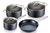BATERIA DE 7 PIEZAS CHROME DE ALUMINIO EN COLOR CON TAPA DE VIDRIO CON DIFUSOR - comprar en línea