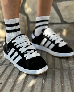 Zapatillas Adidas Campus Negras (Logo Bordado) - Adictos