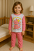 Pijama infantil manga longa na cor azul frenesi com estampa divertida e tecido 100% algodão. Confortável, leve e perfeito para noites tranquilas. Confira na Flor do Gato e encante-se com nossos modelos.