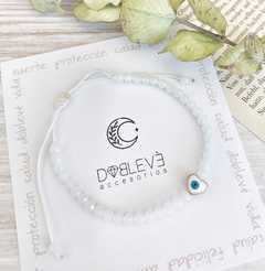 Pulsera amuleto corazón blanco con ojo protector - comprar online