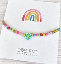 Pulsera/Tobillera flor de fimo - 9 colores - Doblevé Accesorios Mayorista
