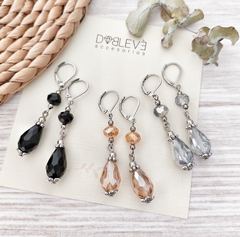 Aros colgantes lágrima de cristal