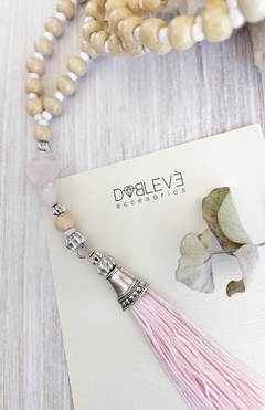 Japa mala 108 cuentas CUARZO ROSA - Amor - Doblevé Accesorios Mayorista