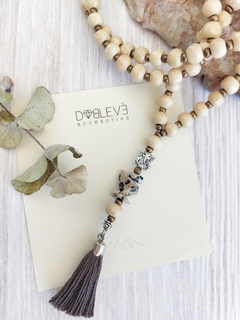 Japa mala 108 cuentas JASPE DÁLMATA y ganesha - Equilibrio y abundancia - Doblevé Accesorios Mayorista