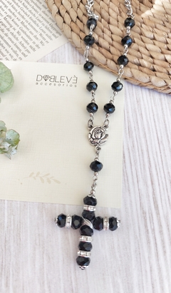 Collar DENARIO CON CRUZ ARTESANAL negro - comprar online