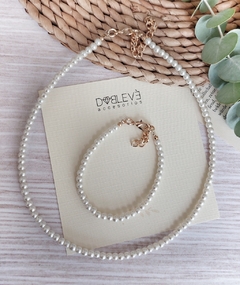 Conjunto perlas pequeñas dorado