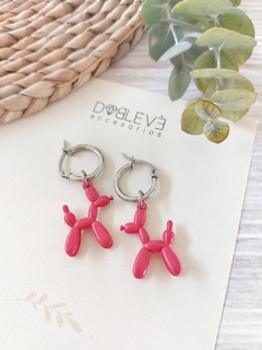 Aros de acero quirúrgico baloon dog fucsia