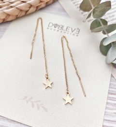 Aros de acero dorado cadenitas con estrellas