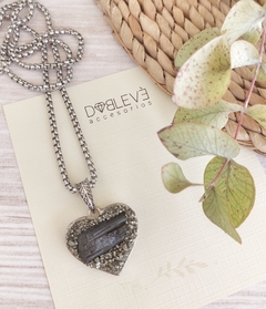 Collar corazón TURMALINA con PIRITA - Protección, Transmutación y Abundancia