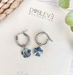 Aros de acero quirúrgico con flores de cristal - comprar online