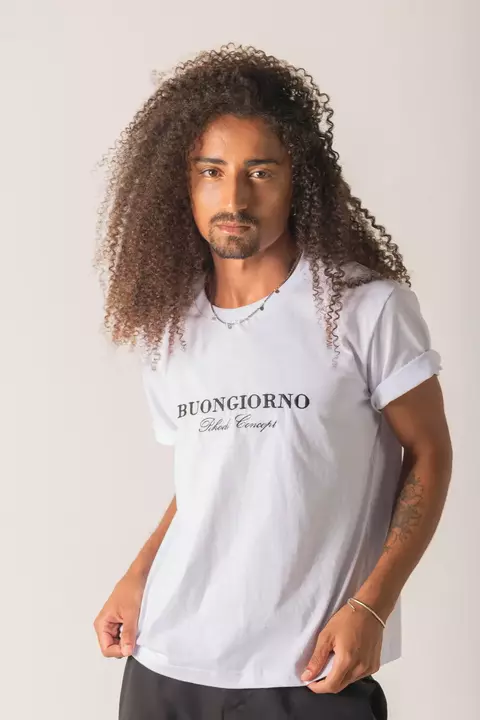 Camiseta de Algodão Manga Curta Boungiorno Branca